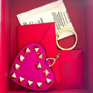 Valentino Rockstud Heart Keychain